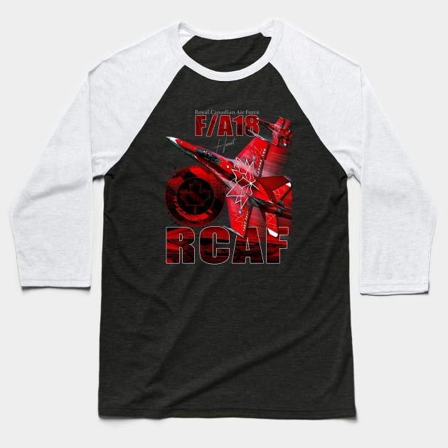 RCAF F18 Hornet Fighterjet Baseball T-Shirt by aeroloversclothing